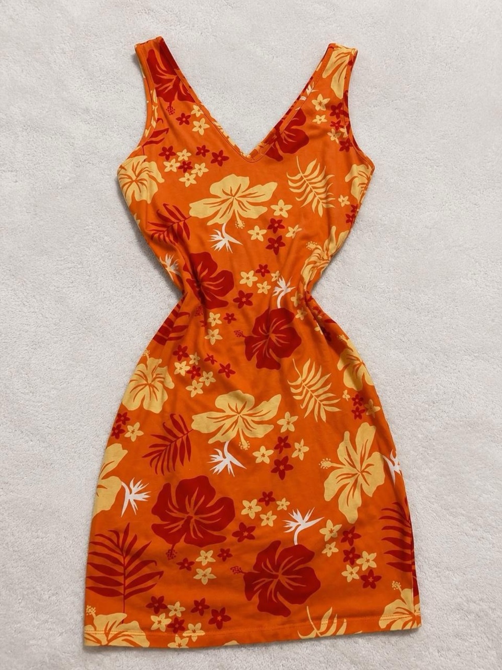 wild fable Orange Floral V-Neck Mini Dress